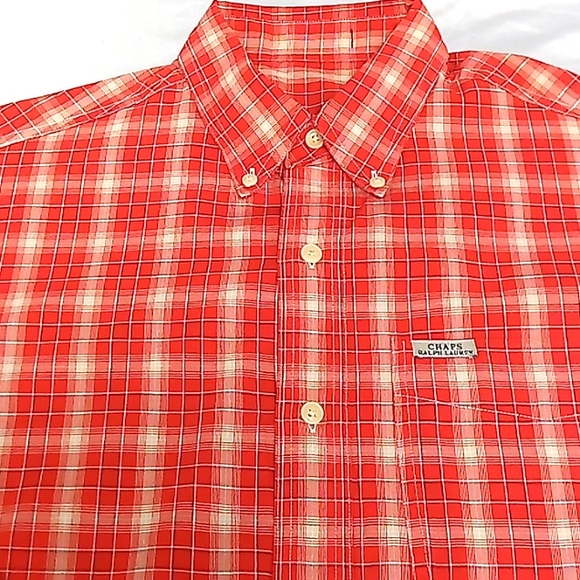 Chaps Ralph Lauren..Mens XL Button down..Red&Tan - Picture 3 of 5